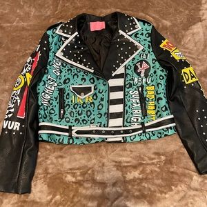 Multicolor Leather Moto Jacket